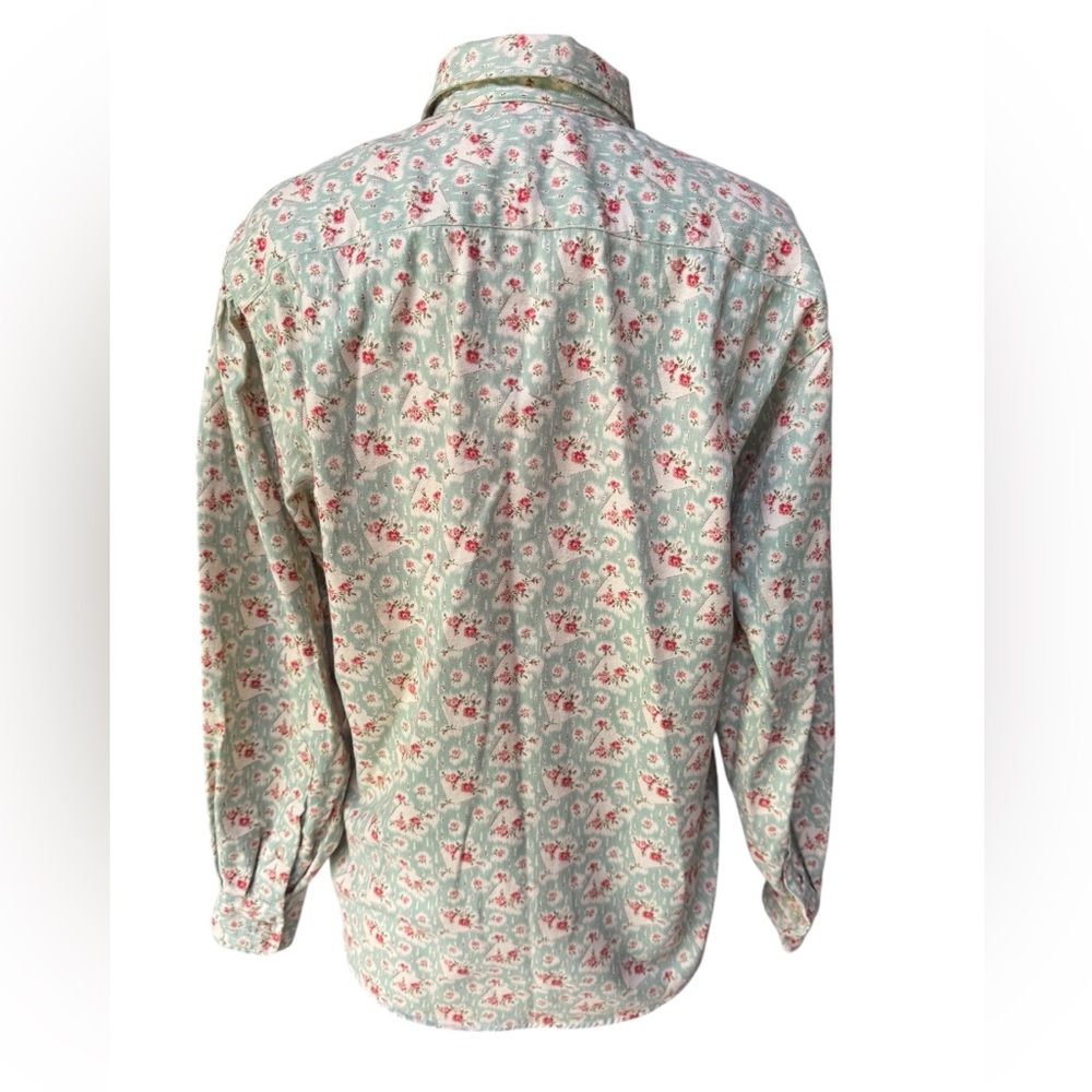 1980s Ralph Lauren 100% Cotton Floral‎ Cottagecore Button Down Shirt - Picture 7 of 8